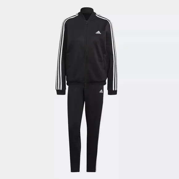 NWT Adidas Womens 3 Stripes Tracksuit - Small Black / White - Track Suit Set NEW - Picture 1 of 5